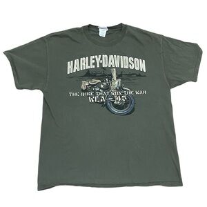 Harley-Davidson Army Green Pearl Harbor Honolulu Hawaii Short Sleeve Tee Large